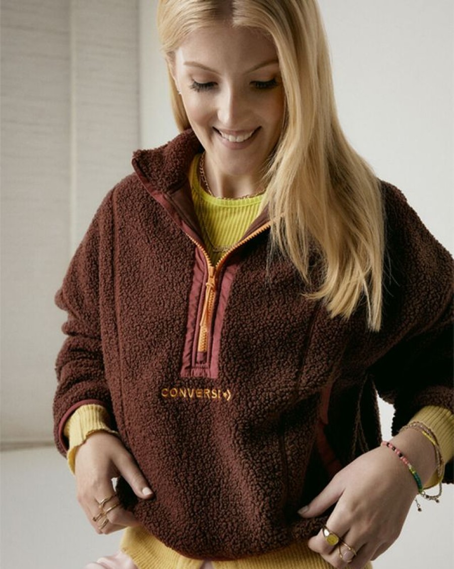 Donna Converse Giacche E Felpe | Sherpa Half Zip Top