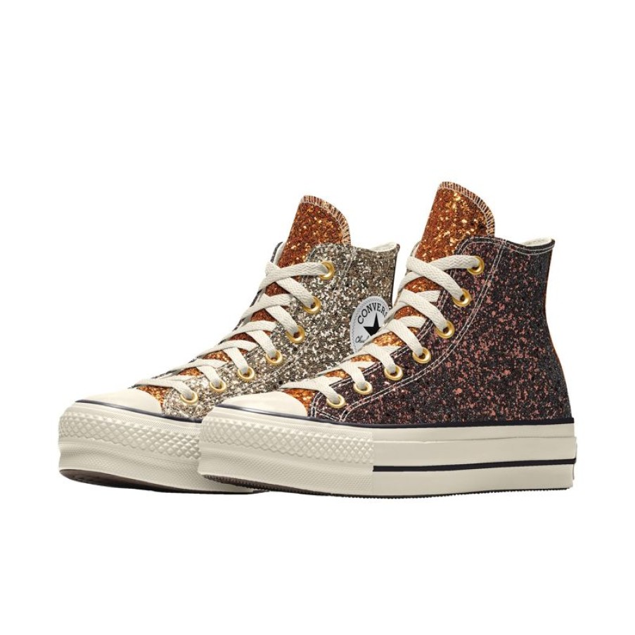 Donna Converse Modelli Alti | Custom Chuck Taylor All Star Lift Platform Glitter By You