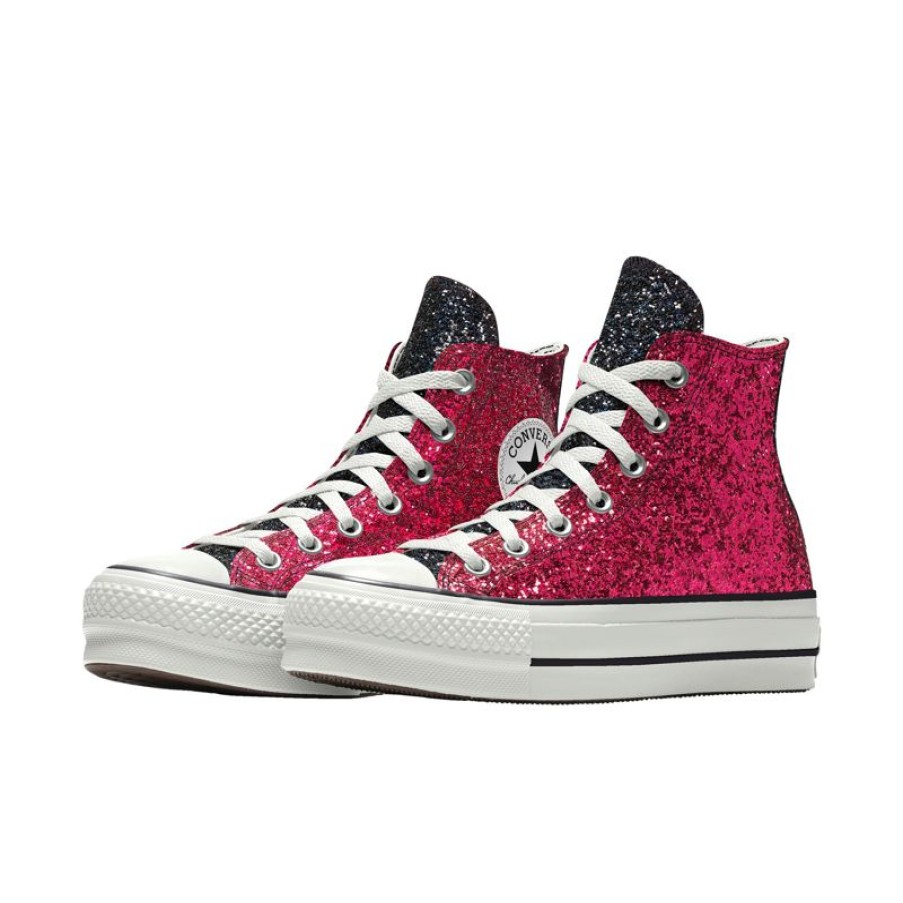 Donna Converse Modelli Alti | Custom Chuck Taylor All Star Lift Platform Glitter By You