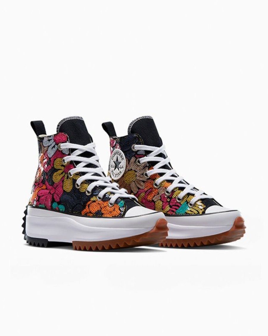 Uomo Converse Modelli Alti | Run Star Hike Flower Sequins