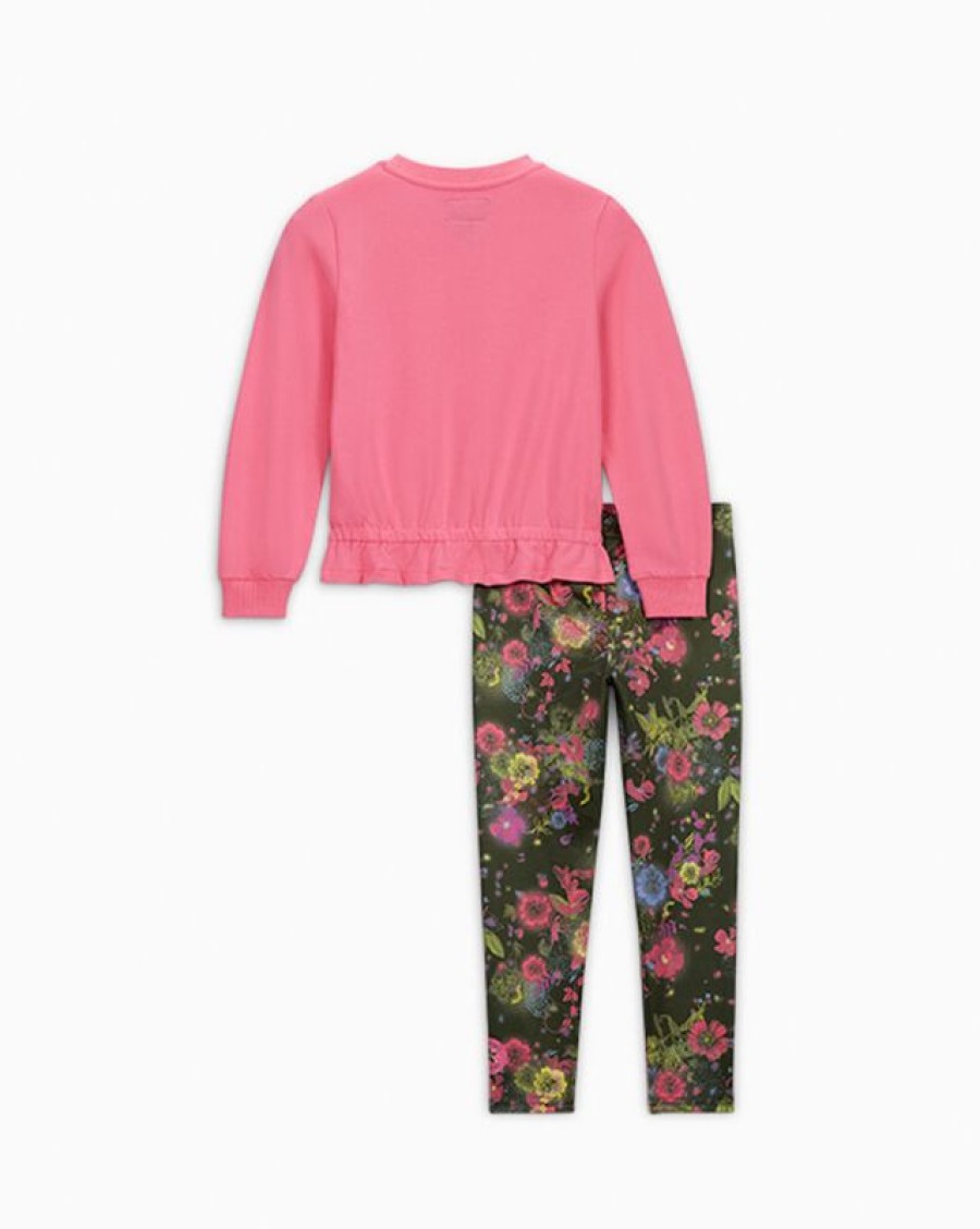 Bambini Converse Maglie E T-Shirt | Floral Crew & Leggings Set