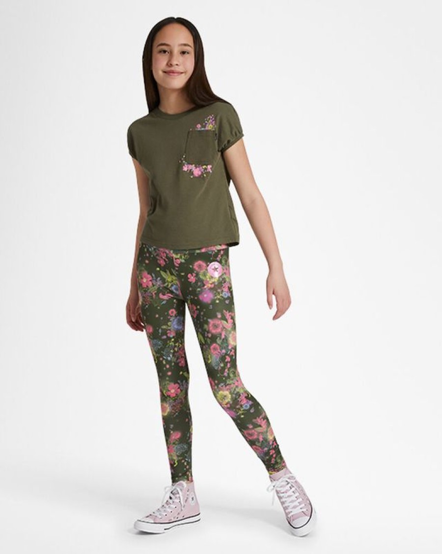 Bambini Converse Pantaloni E Shorts | High-Rise Floral Leggings