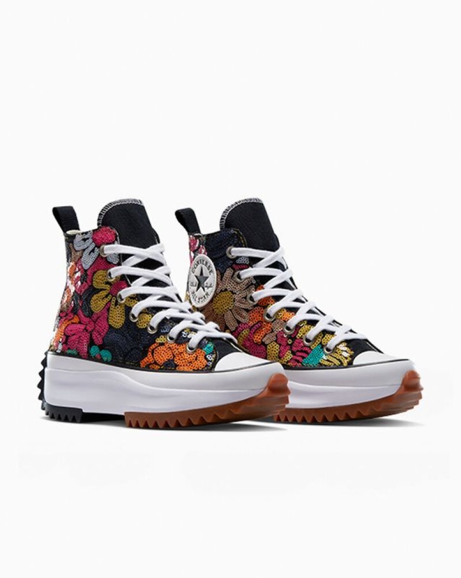 Donna Converse Platform | Run Star Hike Flower Sequins